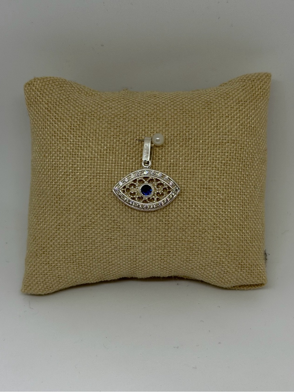 925 Sterling Silver Evil Eye CZ Pendant Necklace Charm – New